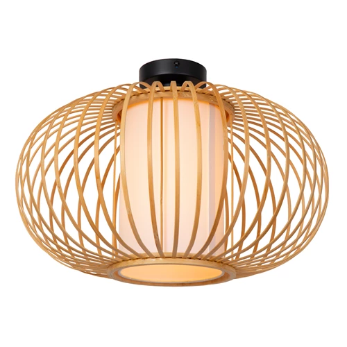 Lucide THULINE - Flush ceiling light - Ø 45 cm - 1xE27 - Light Wood Look - Essential - detail 1